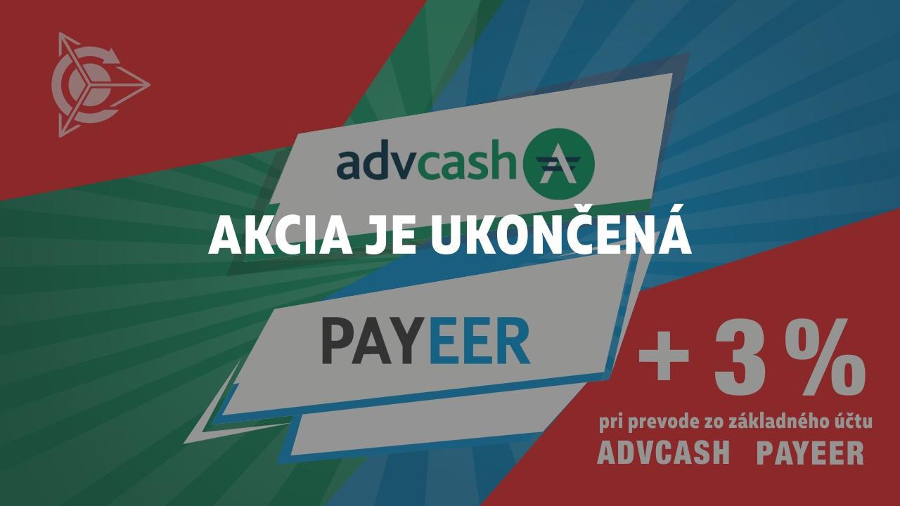 O dokončení procesu prevodom akcií na základný účet pomocou platobných systémov Advcash a Payeer