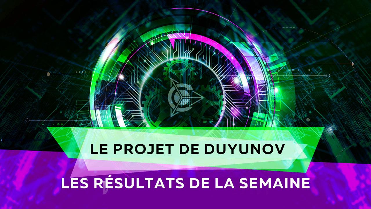 Les résultats de la semaine pour le projet de Duyunov