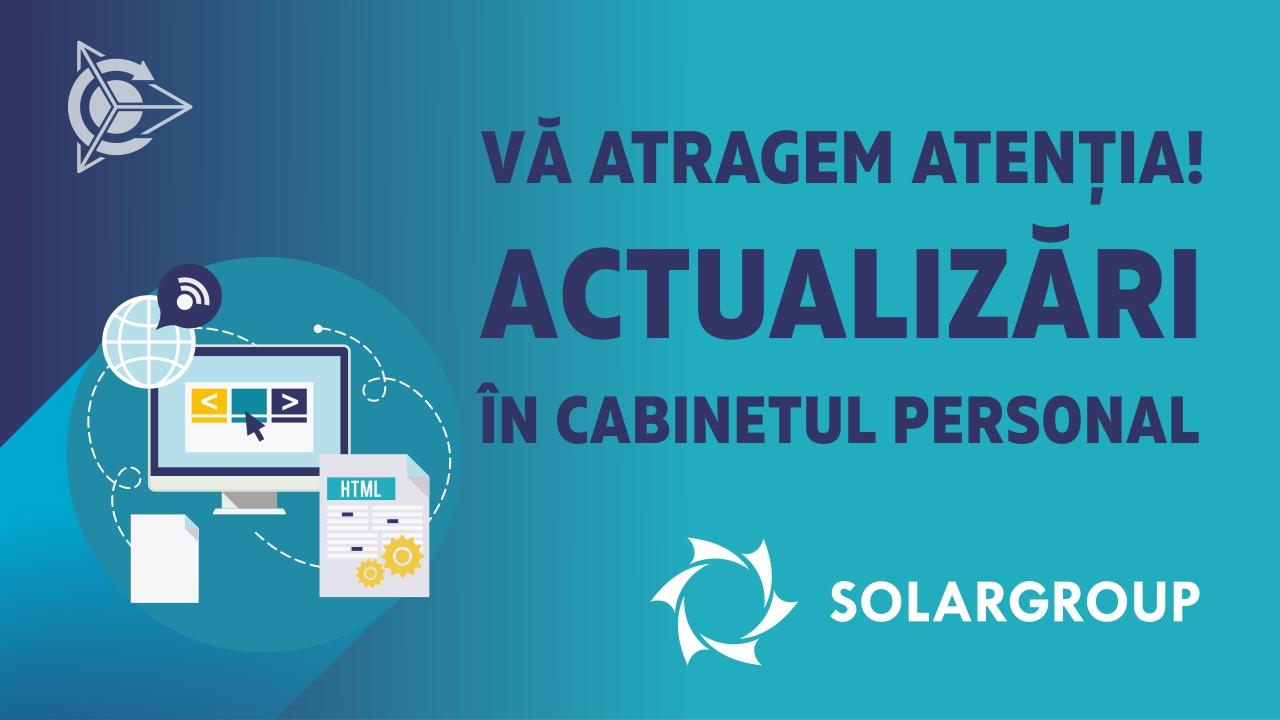 Actualizări în cabinetul personal și pe site-ul proiectului