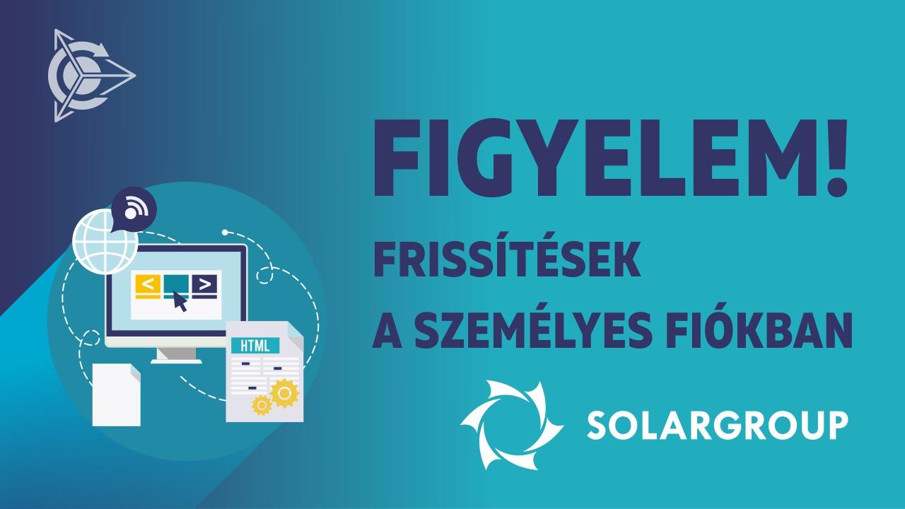 Frissítések a személyes fiókban és a projekt honlapján