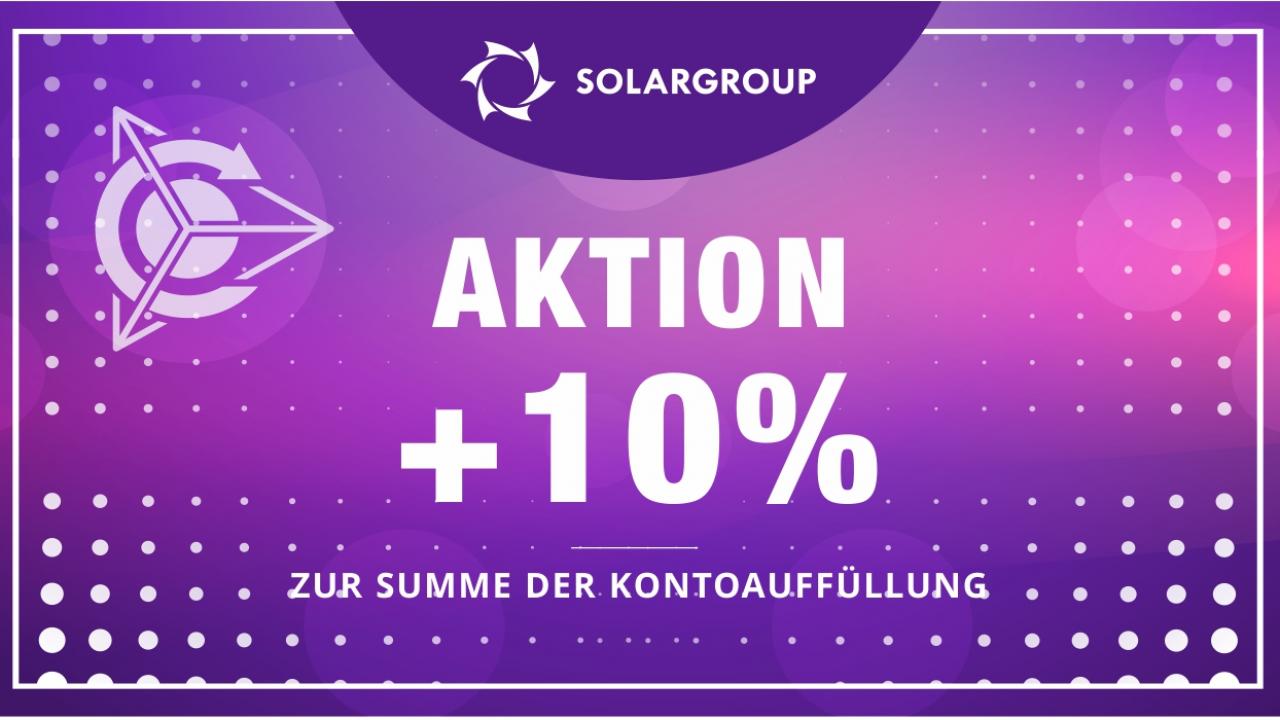 Aktion +10% zur jeden Kontoauffüllung im BackOffice bis zum 1. Juni