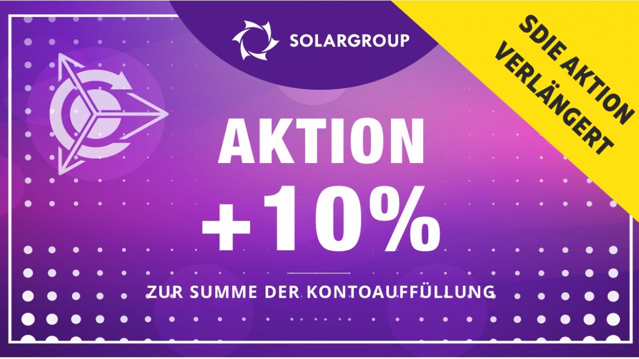 Aktion +10% zu jeder Kontoauffüllung im BackOffice bis zum 1. Juni 23:59 Moskauer Zeit VERLÄNGERT!