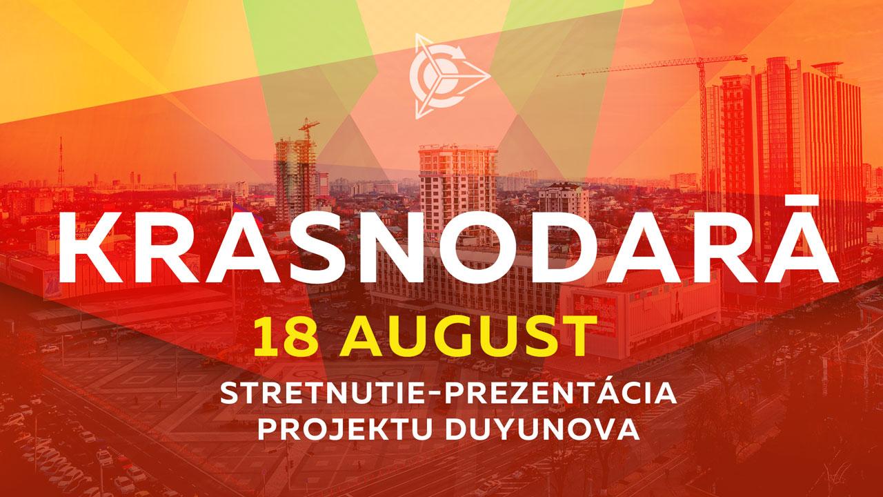 Stretnutie-prezentácia projektu Duyunova sa uskutoční 18. augusta v Krasnodare