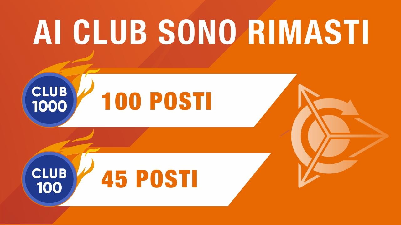 Al Club-1000 sono rimasti soltanto 100 posti, al club-100 - 45 posti! 