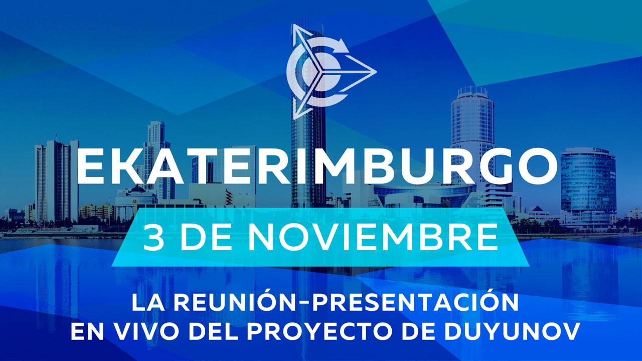 La reunión-presentación en vivo del proyecto de Duyunov tendrá lugar el 3 de noviembre en Ekaterimburgo