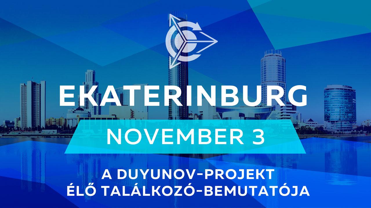 A Duyunov-projekt élő találkozó-bemutatójára november 3-án Ekaterinburg kerül sor