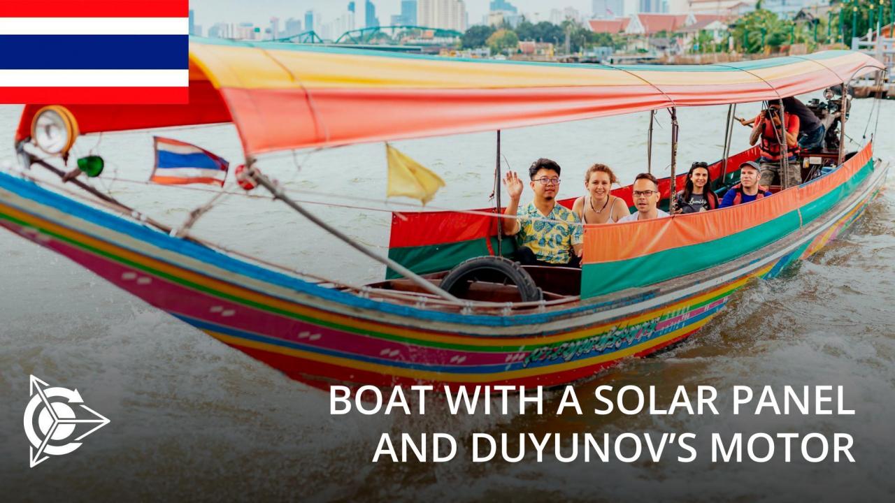 Another project by Victor Arestov: the boat with a solar panel and Duyunov's motor