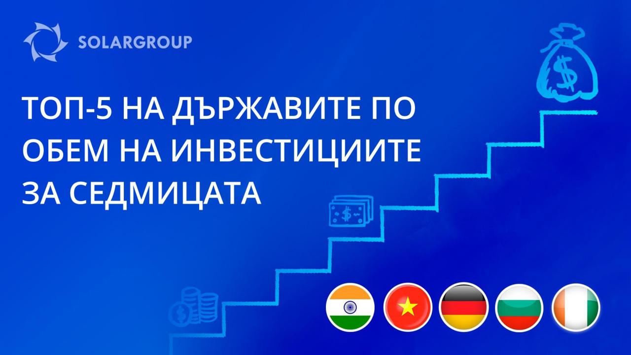 Първи резултати от съревнованието на страните с най-голям обем на инвестициите в проекта