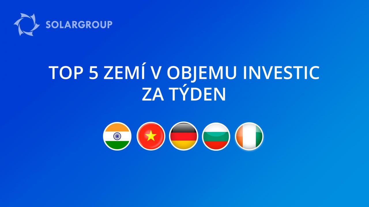 Rating zemí s největšími objemy investic do projektu