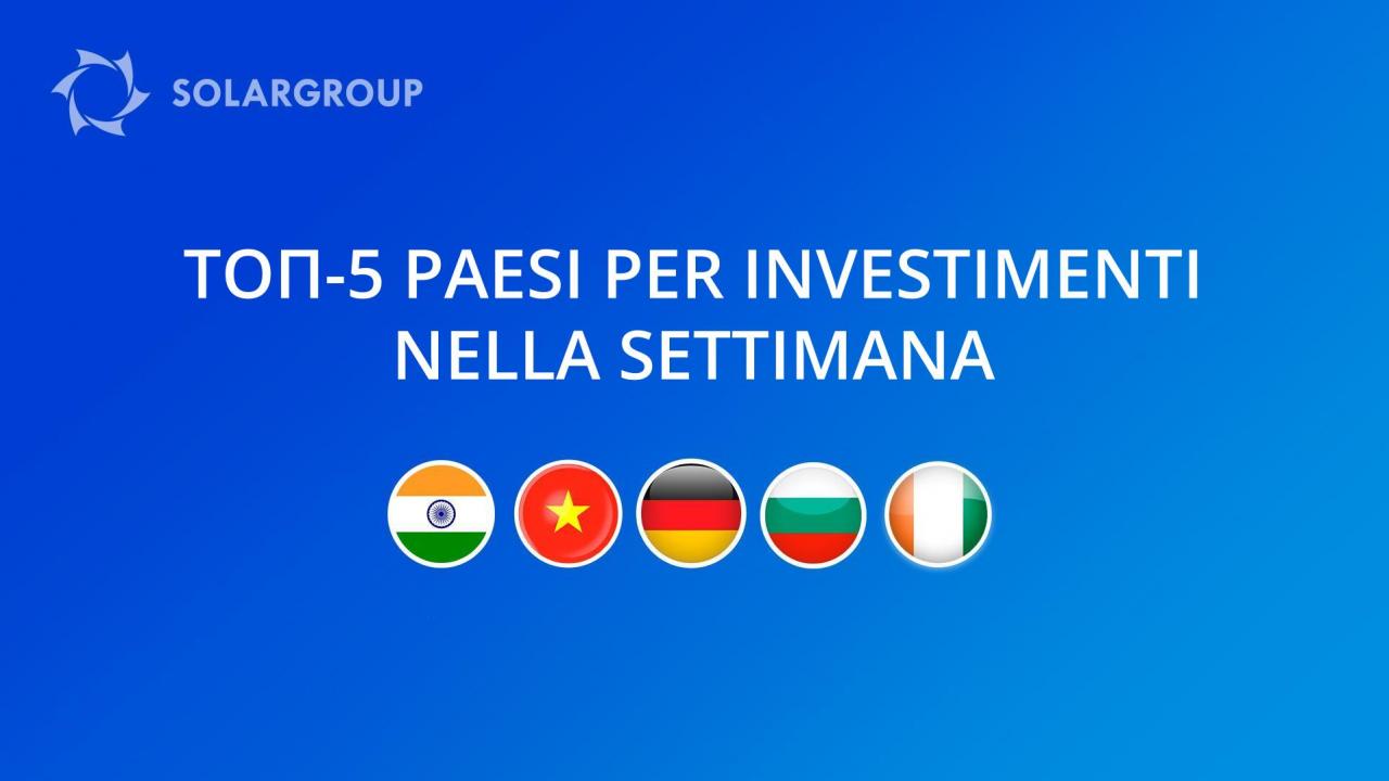 Classifica dei paesi con i maggiori investimenti nel progetto