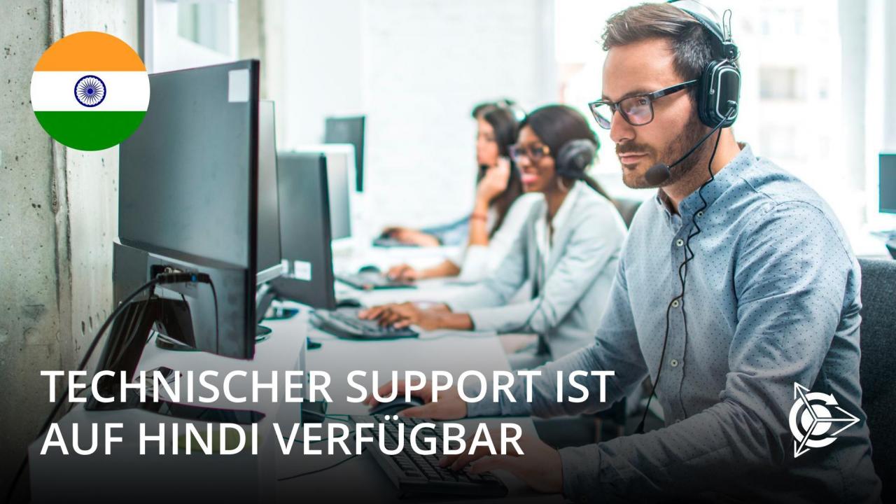 Technischer Support ist derzeit auf Hindi verfügbar