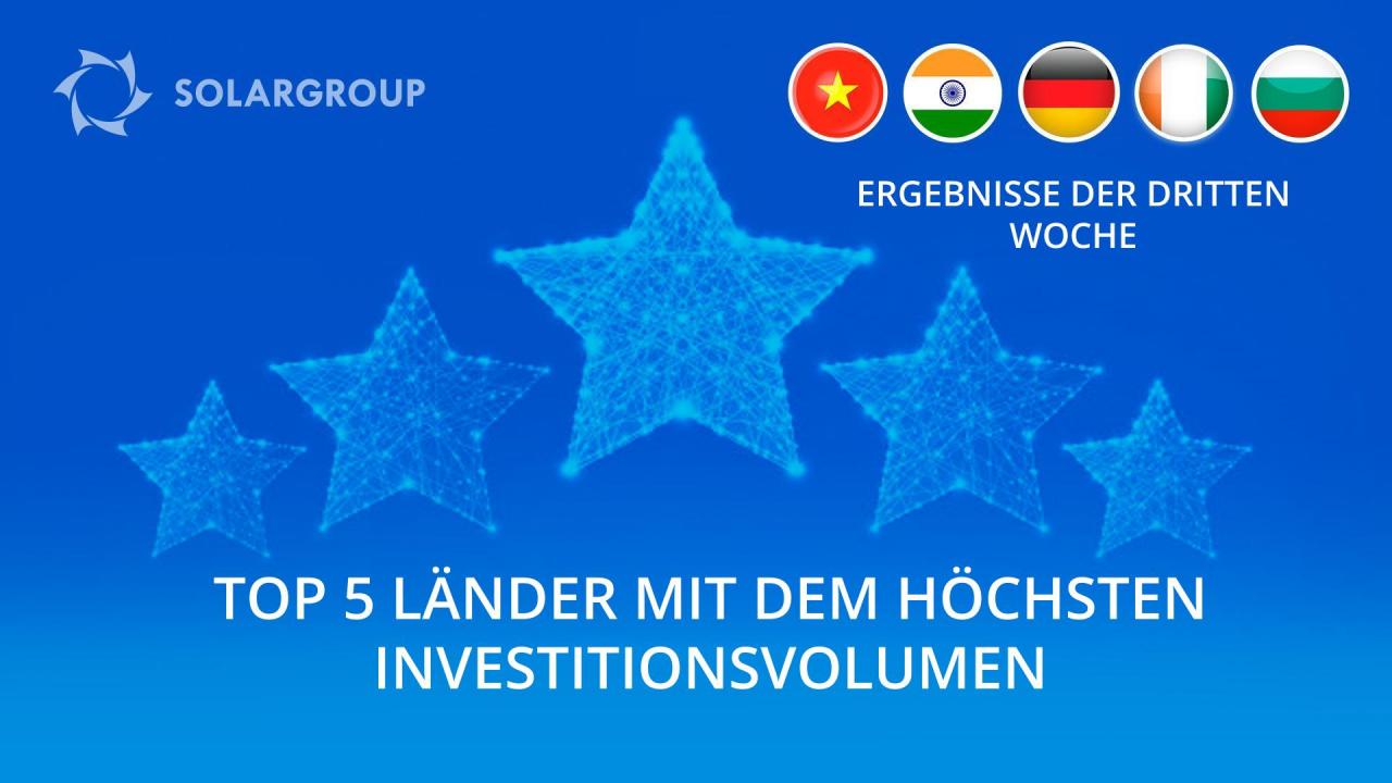 Vietnam ist Spitzenreiter für Investitionen in das Projekt in dieserWoche!