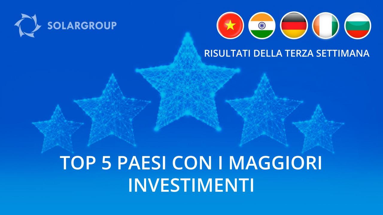 Il Vietnam in testa alla classifica degli investimenti della settimana!