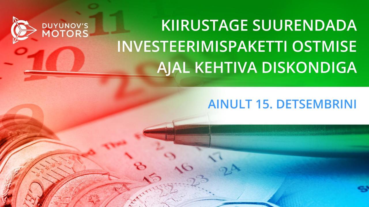 Kiirustage suurendada oma suletud investeerimispaketti kuni 15. detsembrini!