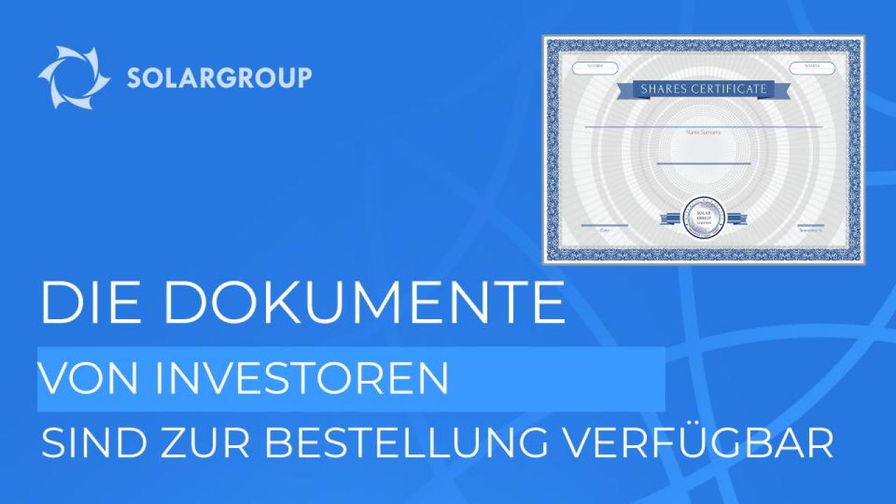 Im Account des Investors ist die Bestellung von Dokumenten verfügbar