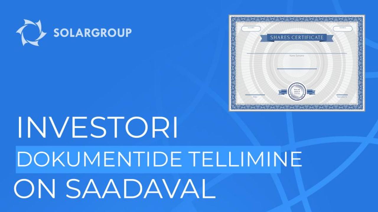 Projektikontol on saadaval investori dokumentide tellimine