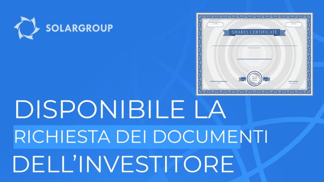 È ora possibile ordinare i documenti dell'investitore dall'area personale del progetto