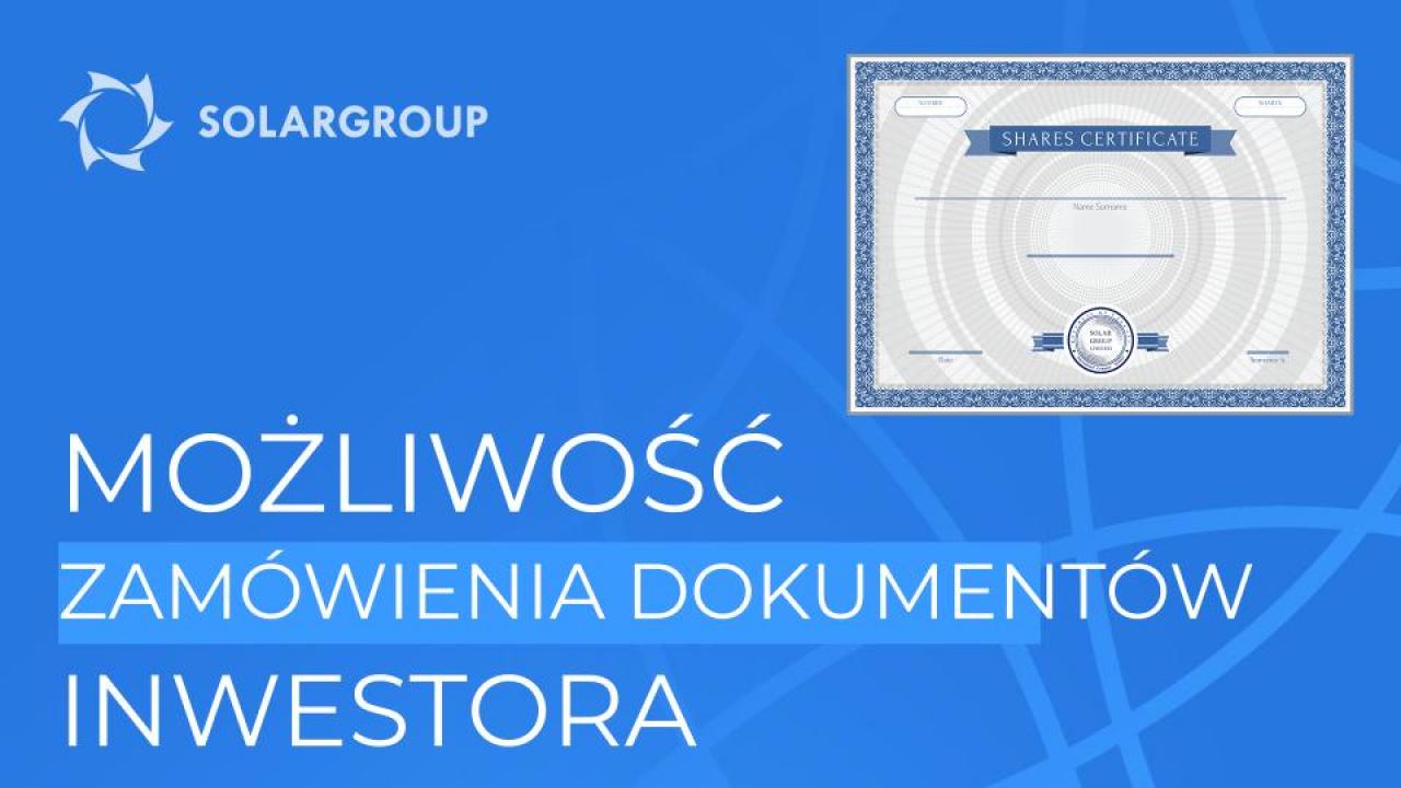 Możliwość zamówienia dokumentów inwestora w profilu osobistym