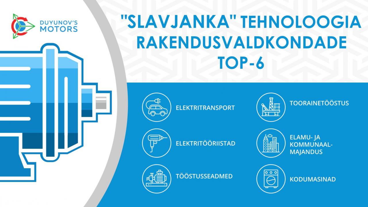 "Slavjanka" tehnoloogia rakendusvaldkondade TOP-6