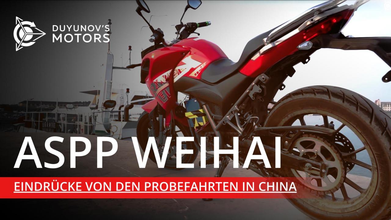 Eindrücke von den Probefahrten mit dem E-Bike und dem Elektroauto, entwickelt von ASPP Weihai