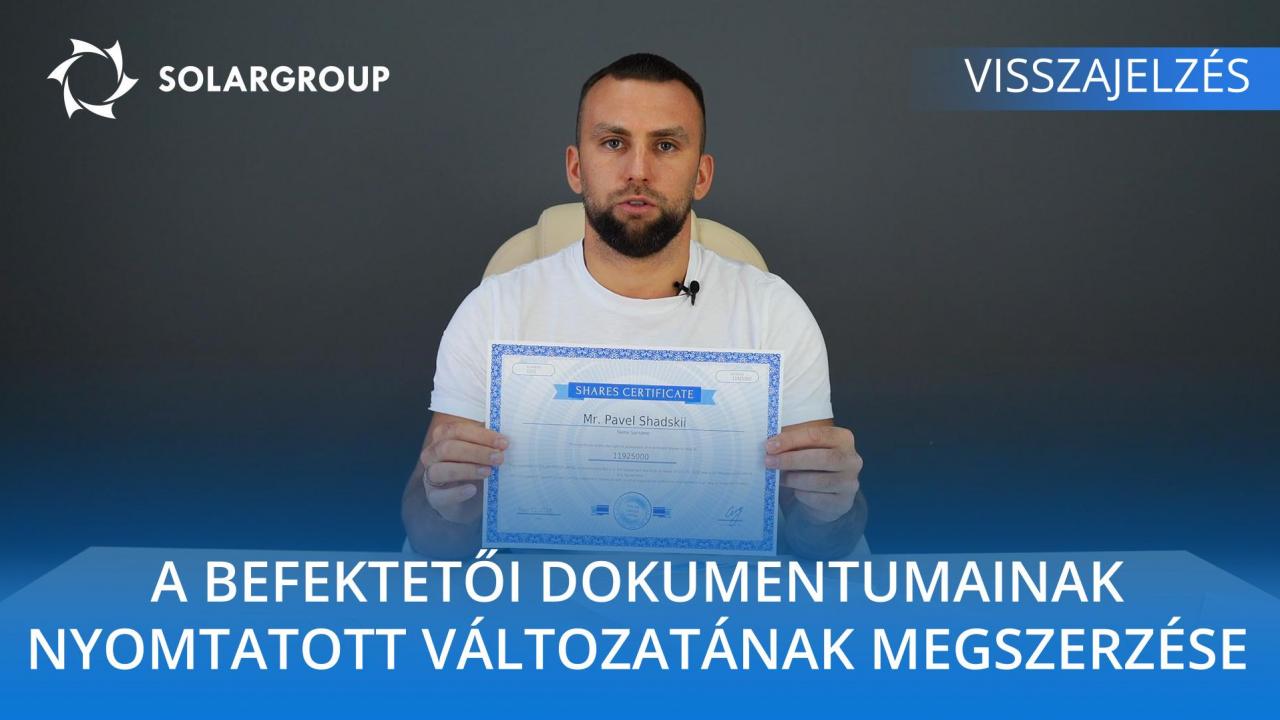 A befektetői dokumentumainak nyomtatott változatának megszerzése /// Visszajelzés