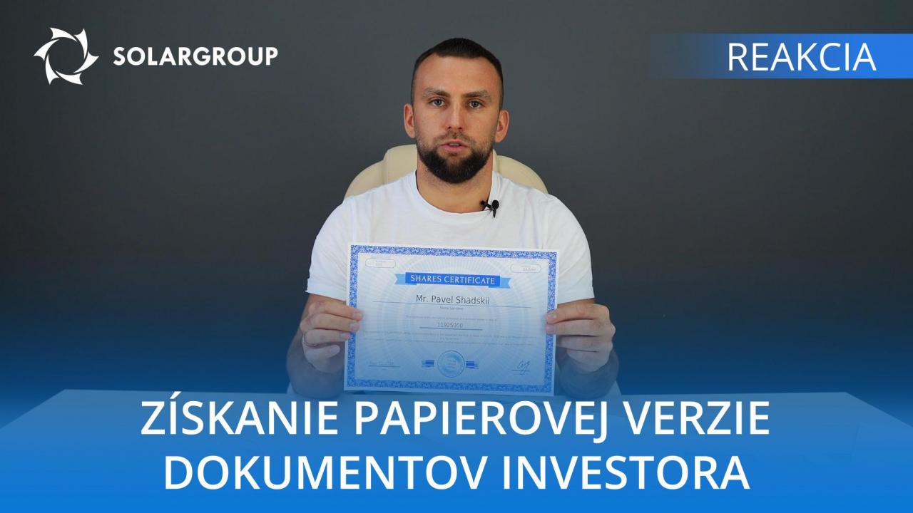 Získanie papierovej verzie dokumentov investora /// Reakcia