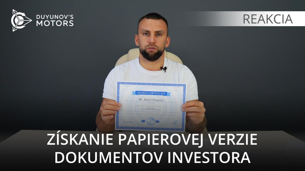 Získanie papierovej verzie dokumentov investora /// Reakcia