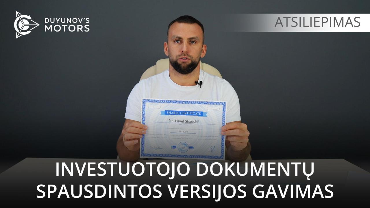 Investuotojo dokumentų spausdintos versijos gavimas /// Atsiliepimas