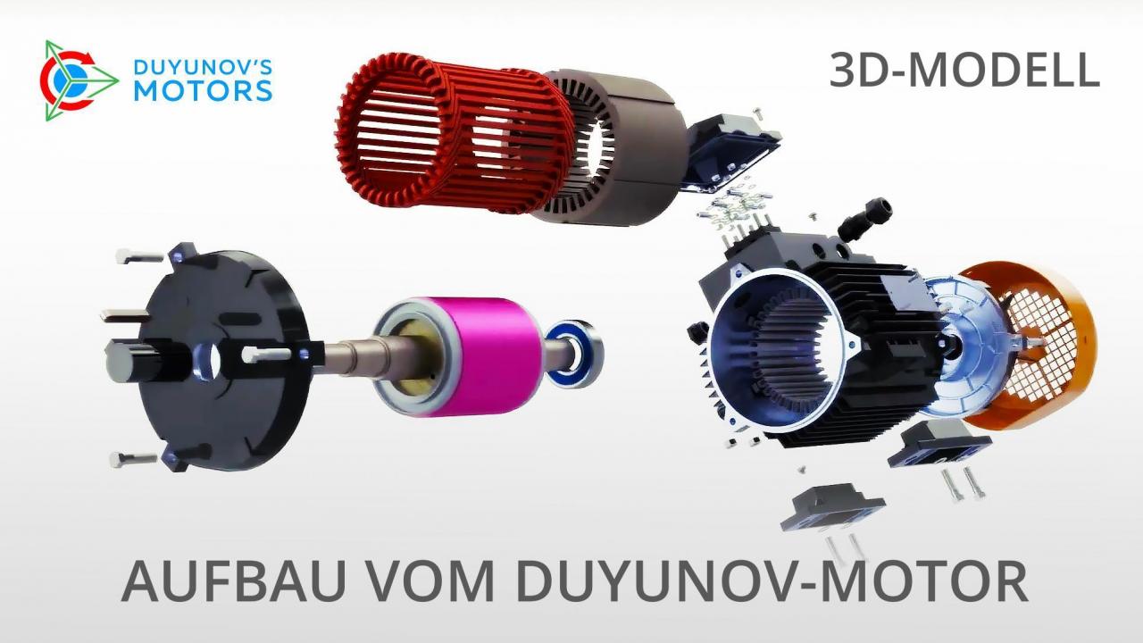 Aufbau des Duyunov-Motors: 3D-Modell