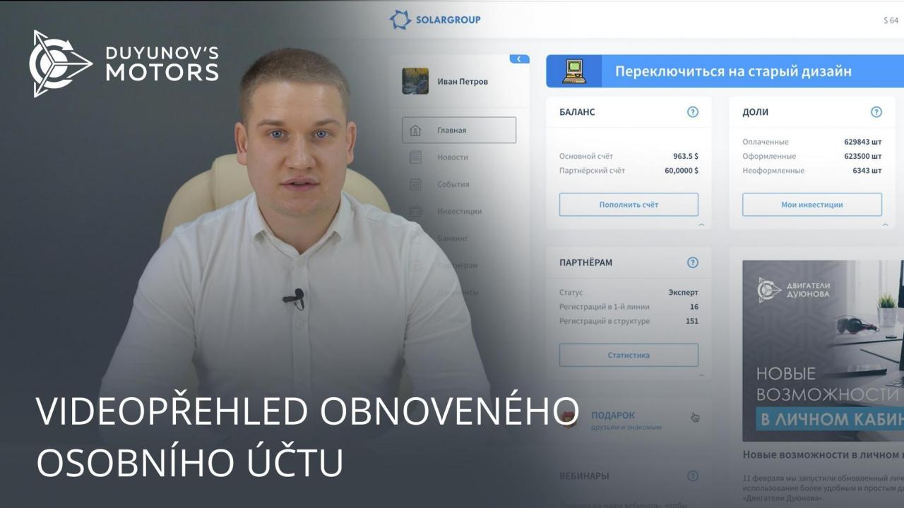 Videopřehled obnoveného osobního účtu