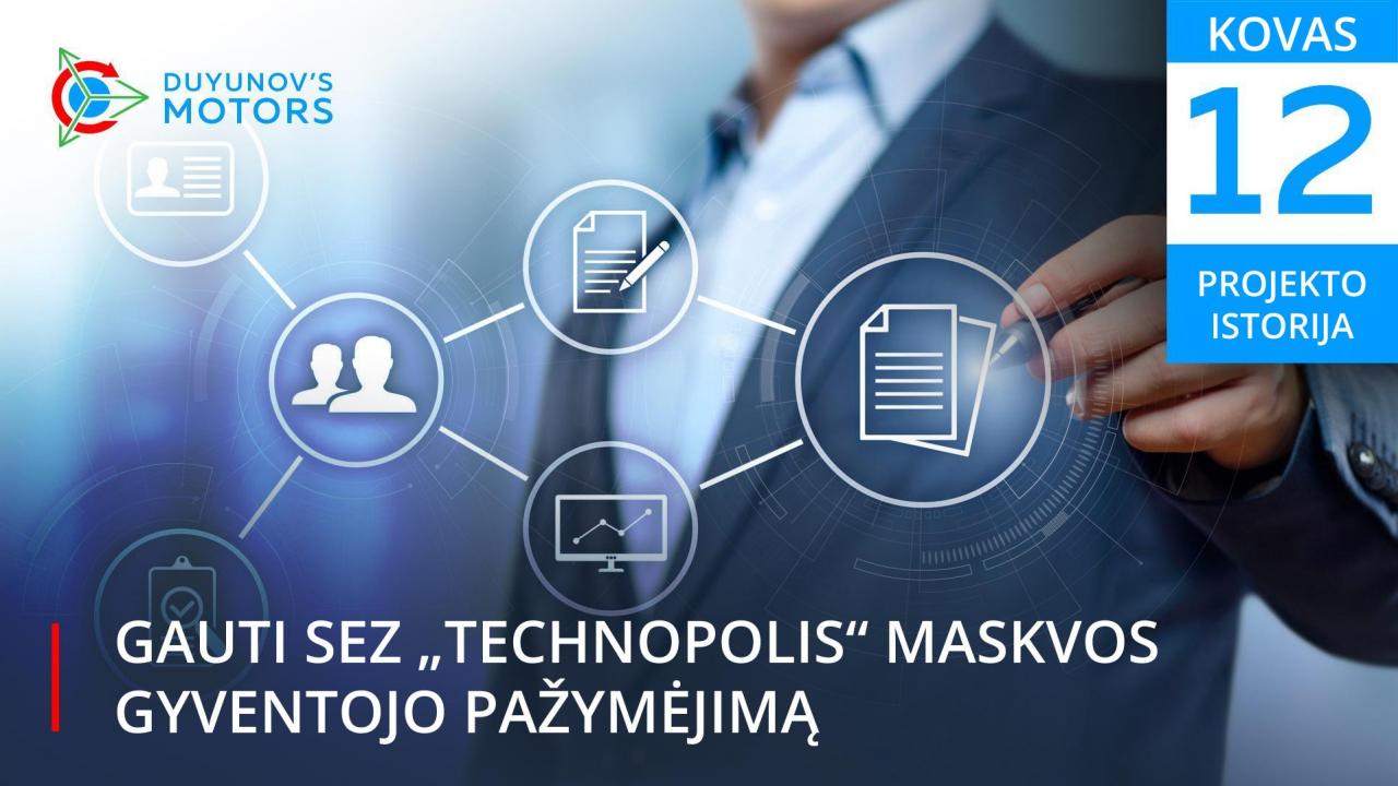 2019 m. Kovo 12 d. Projekto istorijoje: gauti SEZ "Technopolis" Maskvos rezidento pažymėjimą