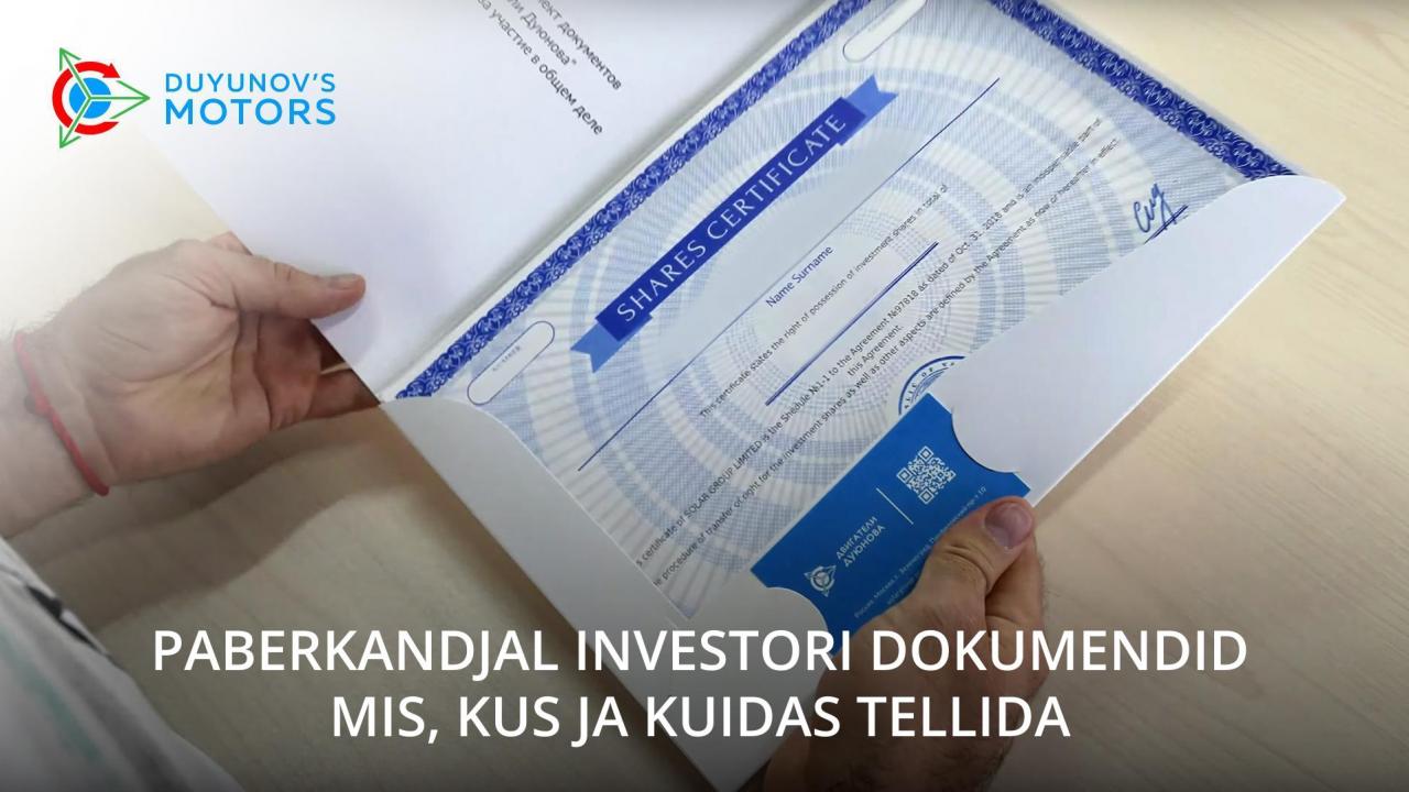 Investori dokumendid paberkandjal: mis, kus ja kuidas tellida