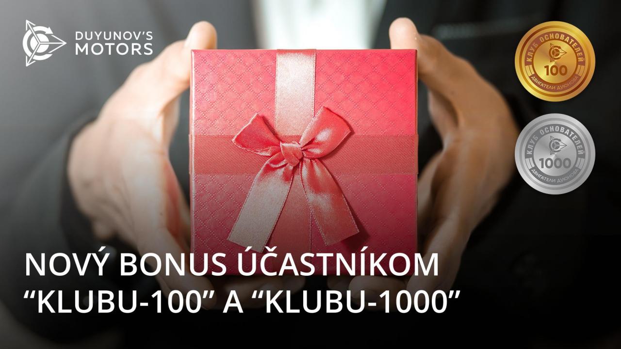 +5% k sume na osobnom účte účastníkom "Klubu-100" a "Klubu-1000"