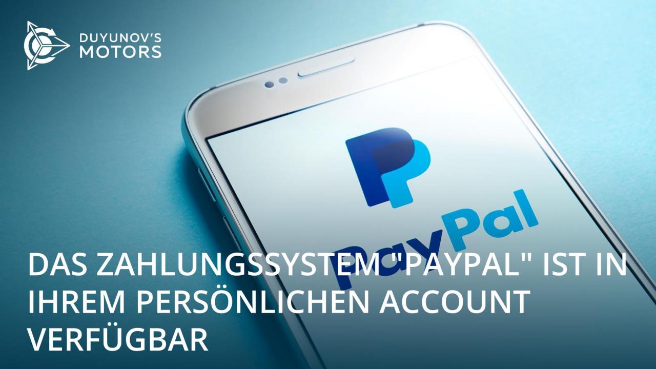 Das Zahlungssystem "PayPal" ist im persönlichen Account des Projekts verfügbar