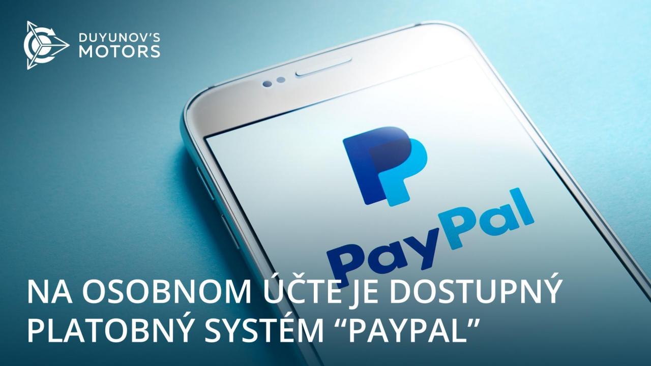 Platobný systém "PayPal" je dostupný na osobnom účte projektu