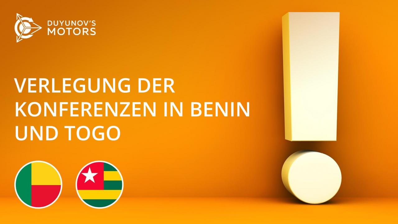 Die Konferenzen anlässlich der Eröffnung der nationalen Repräsentanzen von SOLARGROUP in Benin und Togo werden verlegt