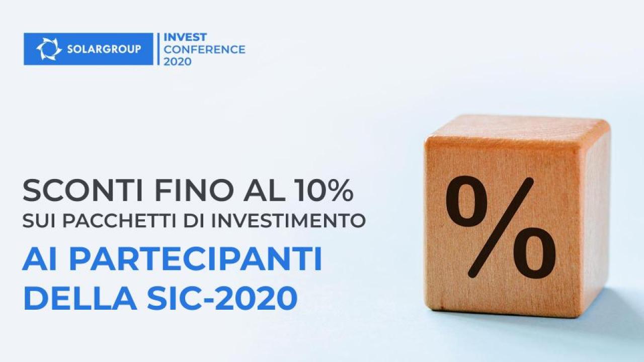 Ti sei già registrato alla SIC-2020? Ricevi uno sconto del 10% sulle quote di investimento!