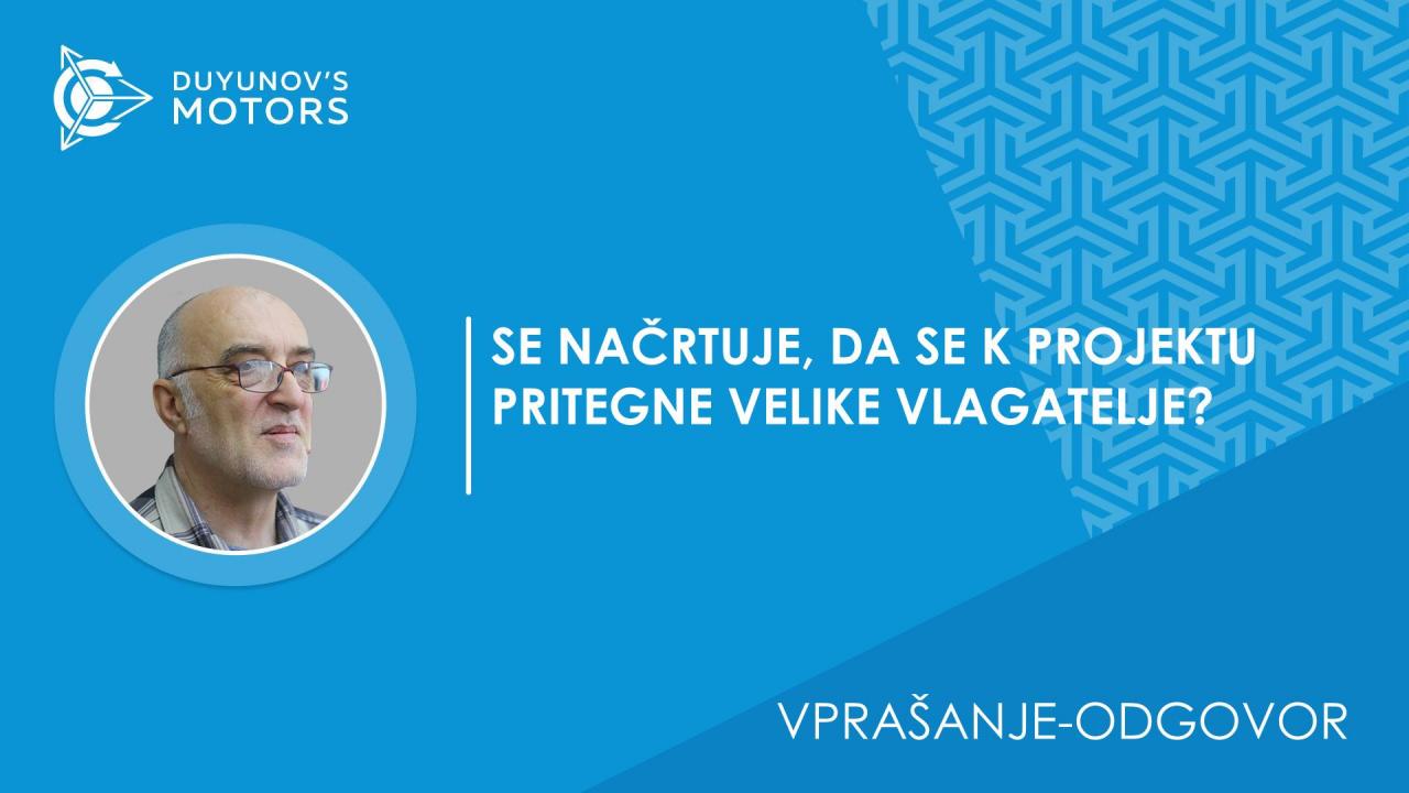 Ali nameravate v projekt pritegniti velike investitorje? Ali nameravate v prihodnosti razdeliti ali izdati dodatne deleže, s katerimi bi povečali obseg SovElMash-a s privabljanjem velikih vlagateljev?