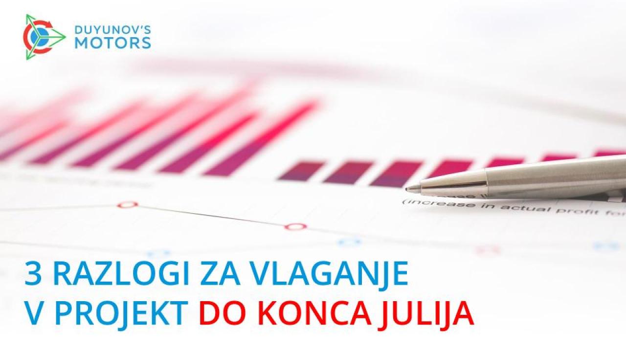 3 glavni razlogi za vlaganje v projekt pred koncem julija