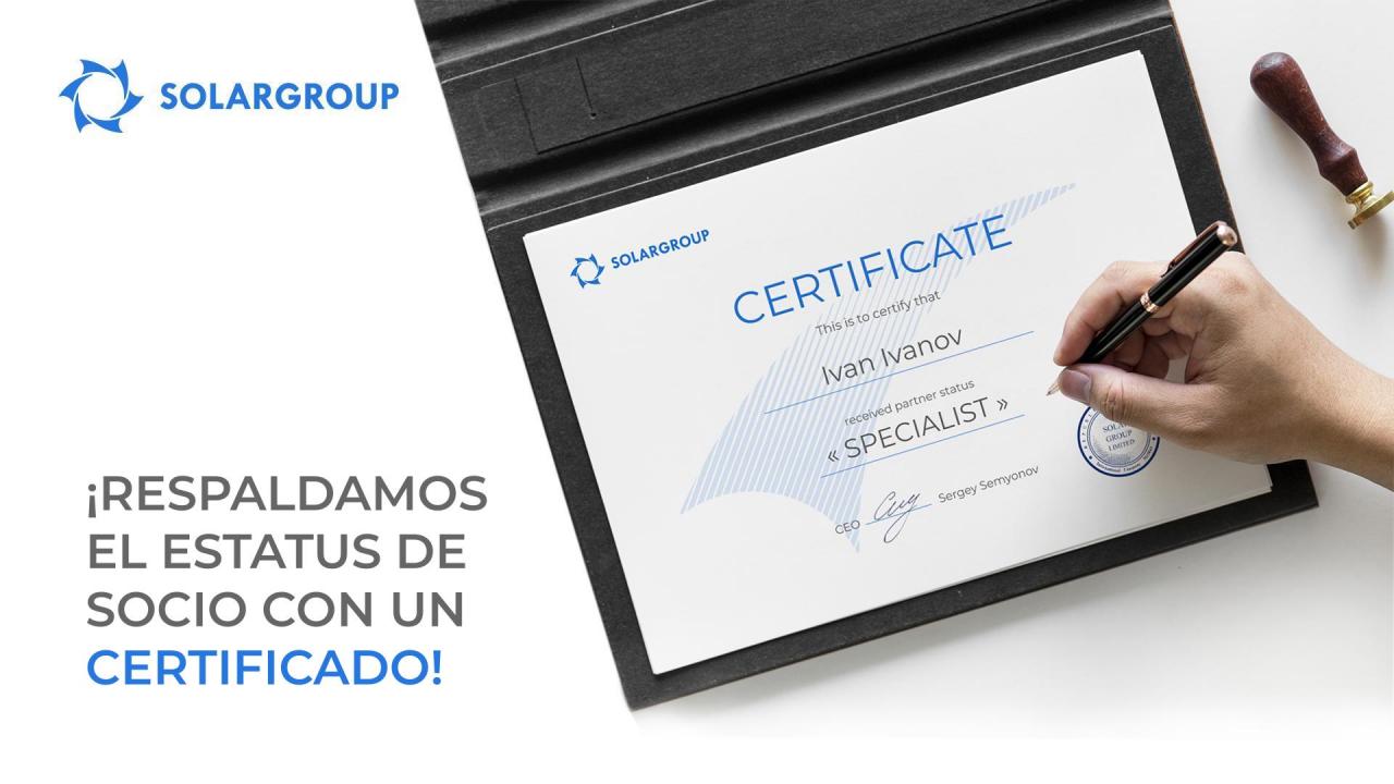 ¡Respaldamos el estatus de socio con un certificado!