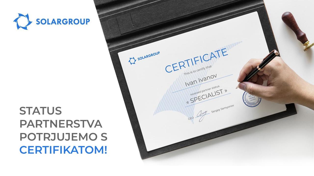 Status partnerstva potrjujemo s certifikatom!