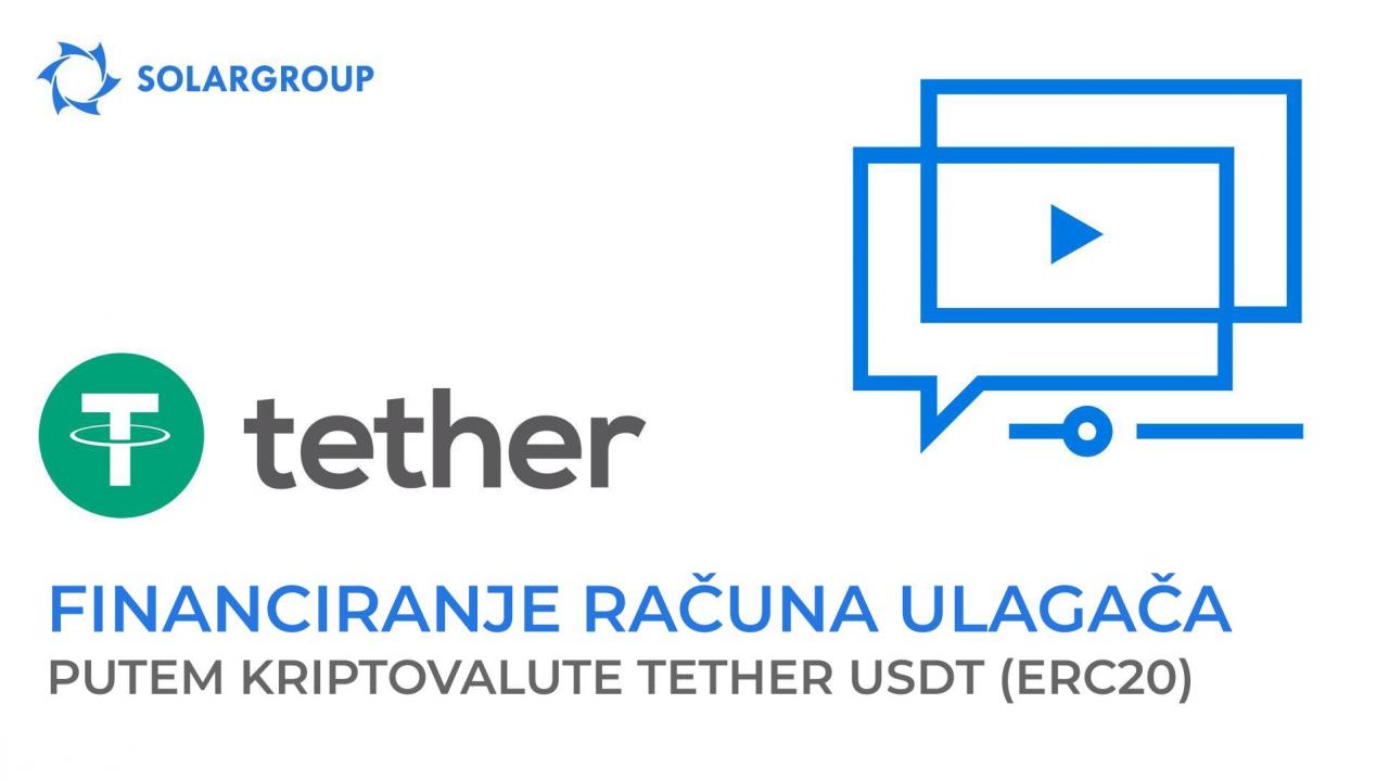 Dopunite svoj osobni račun ulagača putem kriptovalute TETHER USDT (ERC20)!