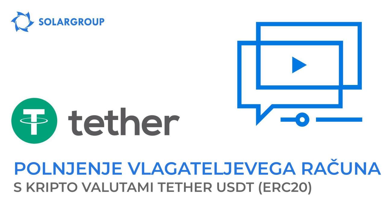 Napolnite osebni račun vlagatelja s kripto valutami TETHER USDT (ERC20)!