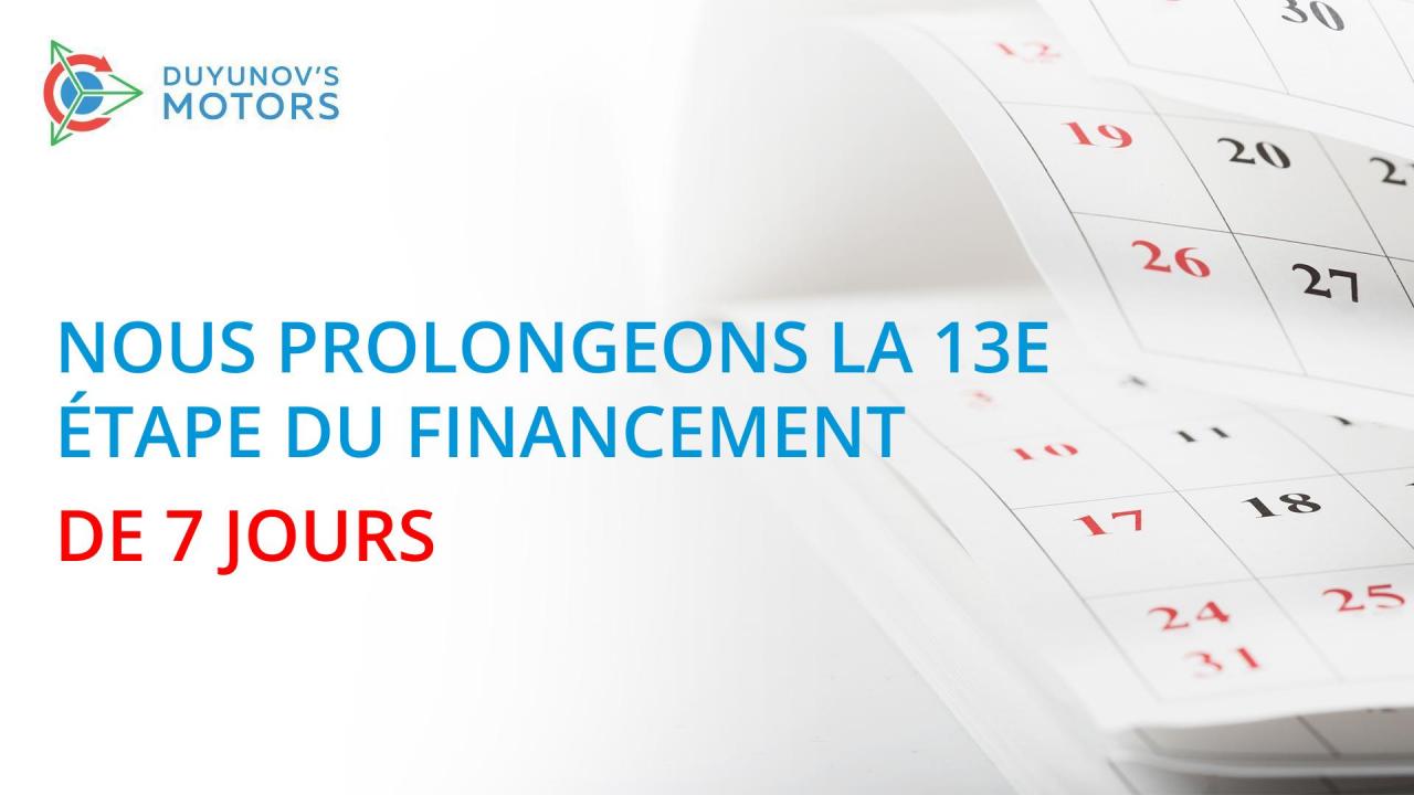 Nous prolongeons la 13e étape de 7 jours!