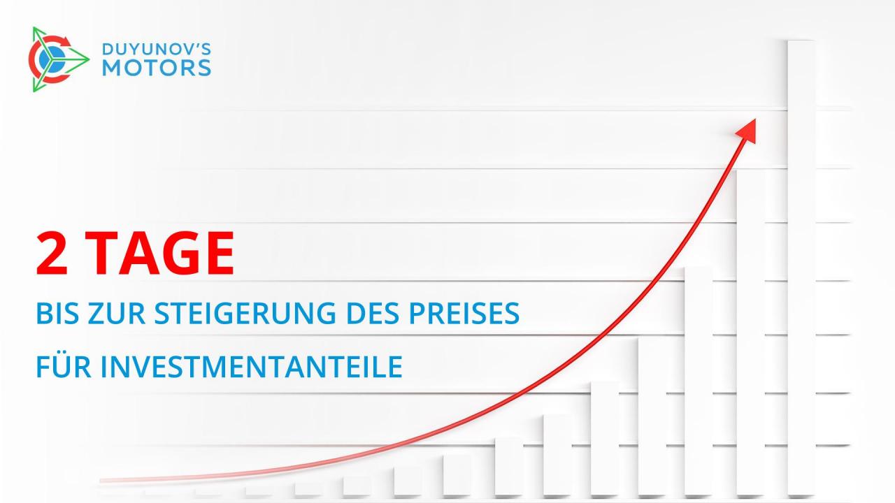 2 Tage bis zur Steigerung des Preises für Investmentanteile!