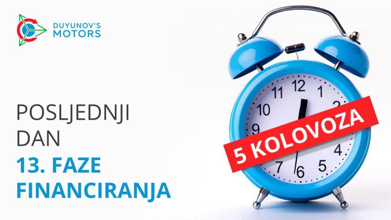 Posljednji dan popusta koji se isplati: sutra će projekt „Duyunov motori“ prijeći u 14. fazu