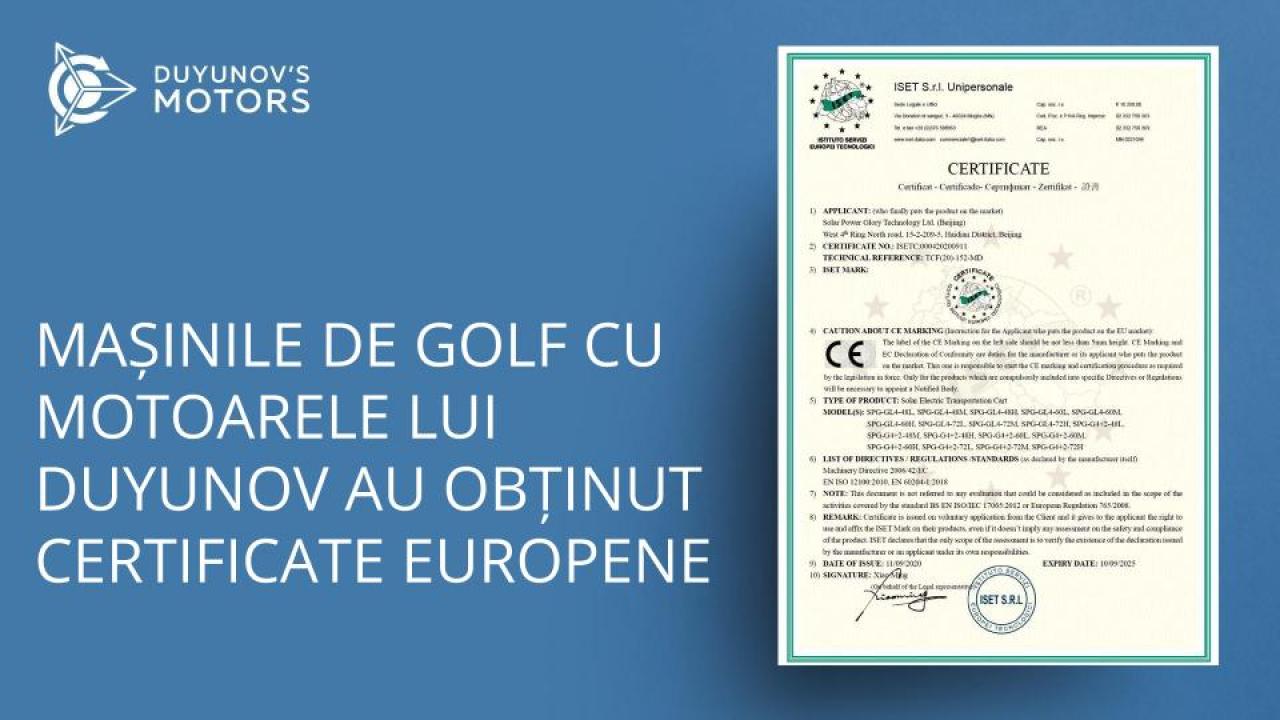 Mașinile de golf cu motoarele lui Duyunov au obținut certificate europene