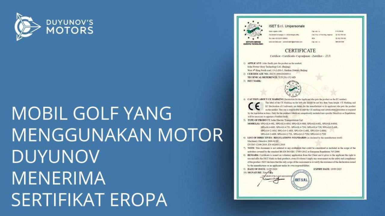 Mobil golf yang menggunakan motor Duyunov menerima sertifikat Eropa