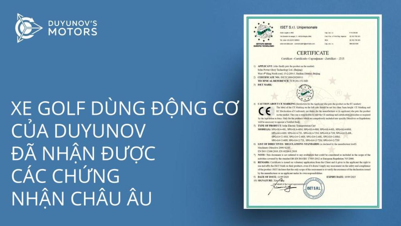 Xe golf dùng động cơ của Duyunov đã nhận được các chứng nhận châu Âu