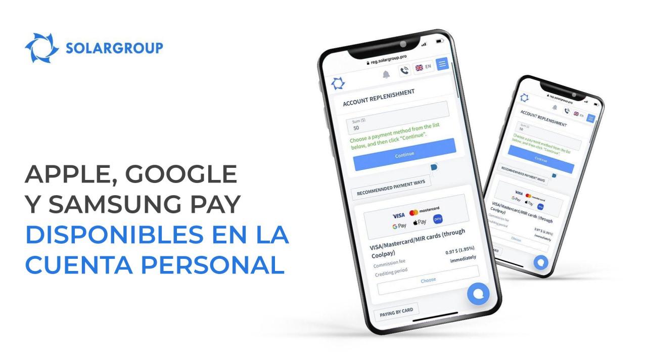 Invierta haciendo un par ce clics: en la cuenta personal están disponibles los servicios de Apple, Google y Samsung Pay